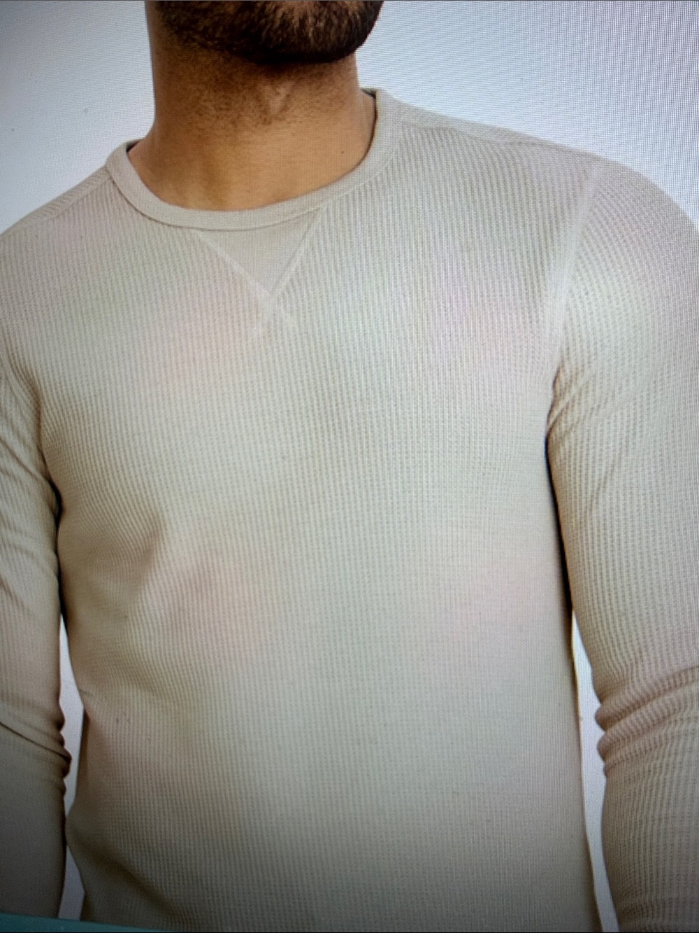 Jockey Men's Long Sleeve Waffle Crew Sandy NIP Various sizes L, XL, XXL